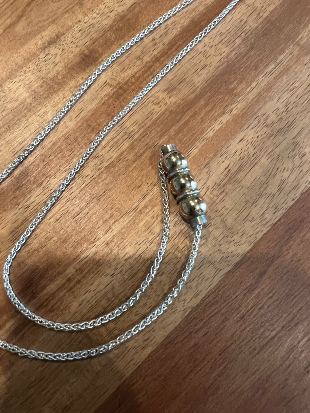 Sterling Silver & 14 K Gold Cape Cod Triple Ball Necklace 20"